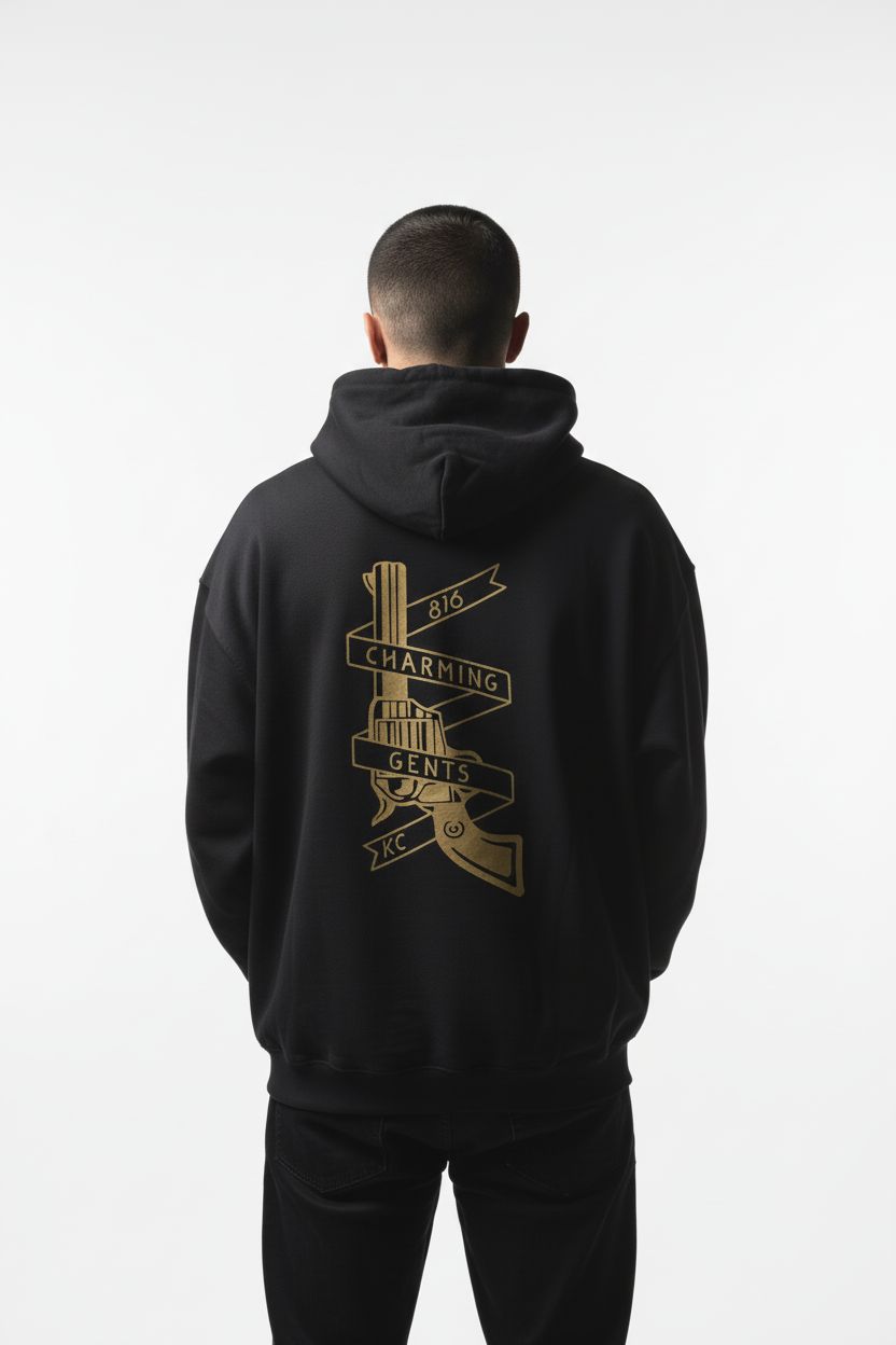 Pistola Hoodie Model - Rear White Studio